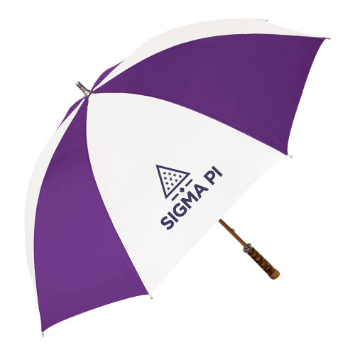 64 Inch Purple/White Umbrella-Vertical Logo Mark