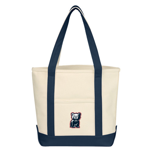  Cotton Canvas Natural/Navy Tote Bag - Bearcub Full Body