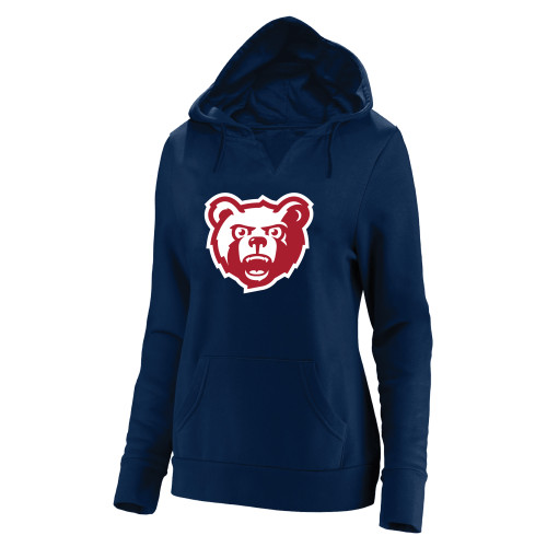  Womens Plus Navy Hoodie - Bearcub Head