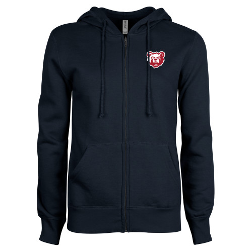  ENZA Womens Navy Fleece Full Zip Hoodie - Bearcub Head