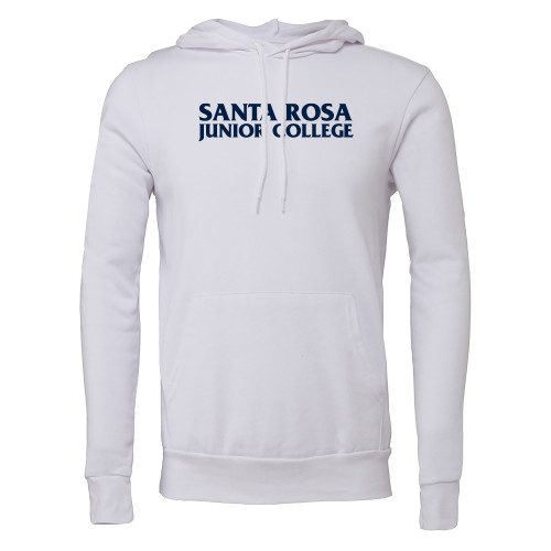  Bella + Canvas White Fleece Hood - Santa Rosa Junior College Wordmark
