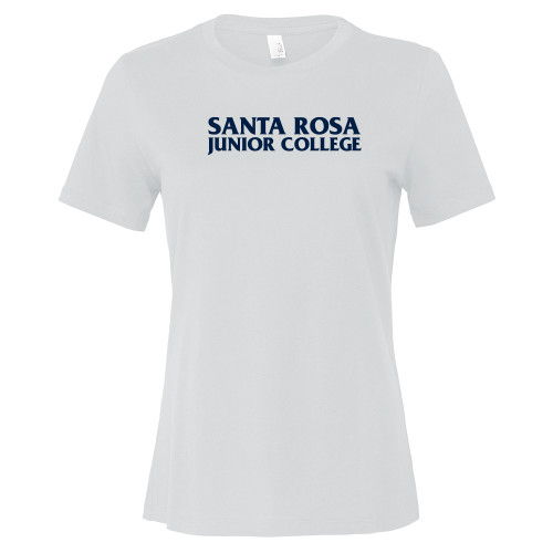 Bella + Canvas Womens White Relaxed Cotton T Shirt - Santa Rosa Junior College Wordmark