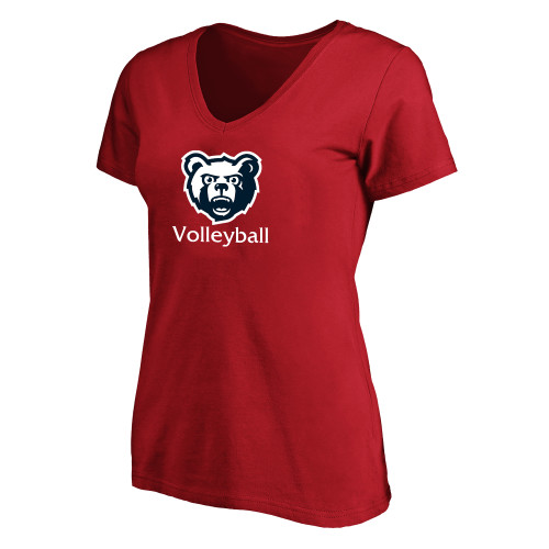  Womens Plus Red V Neck T Shirt - Volleyball - SRJC