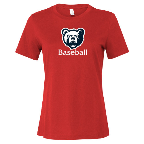  Bella + Canvas Womens Red Relaxed Cotton T Shirt - Baseball - SRJC