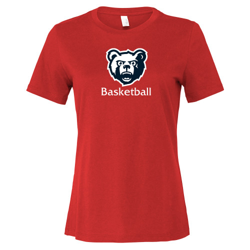  Bella + Canvas Womens Red Relaxed Cotton T Shirt - Basketball - SRJC