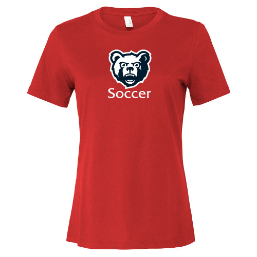  Bella + Canvas Womens Red Relaxed Cotton T Shirt - Soccer - SRJC
