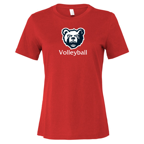 Bella + Canvas Womens Red Relaxed Cotton T Shirt - Volleyball - SRJC
