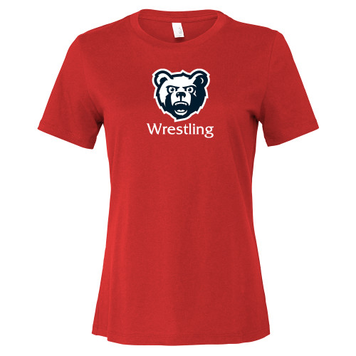  Bella + Canvas Womens Red Relaxed Cotton T Shirt - Wrestling - SRJC