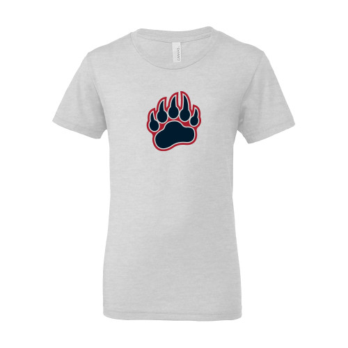  Bella + Canvas Youth Ash Grey Jersey T Shirt - Bearcub Paw