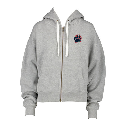  ENZA Womens Grey Boxy Full Zip Hood - Bearcub Paw