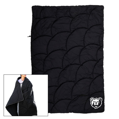  Black Wearable Camping Blanket - Bearcub Head