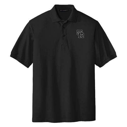  Extended Black Silk Touch Polo - SR Lockup