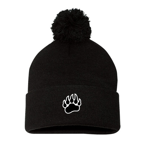  Sportsman Black Pom Pom Cuffed Beanie - Bearcub Paw