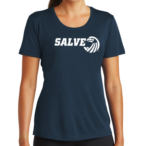  Womens Navy Performance Tee - Salve w/ Icon