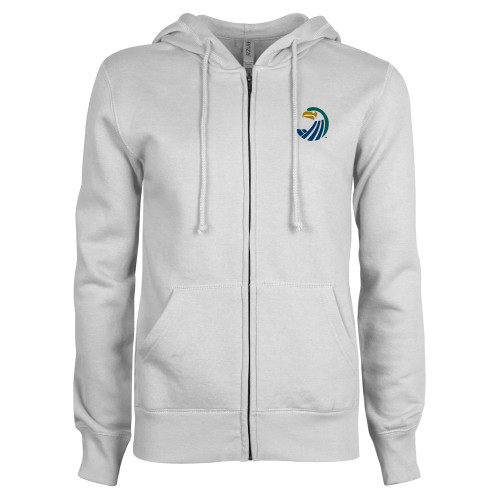  ENZA Womens White Fleece Full Zip Hoodie - Athletics Icon