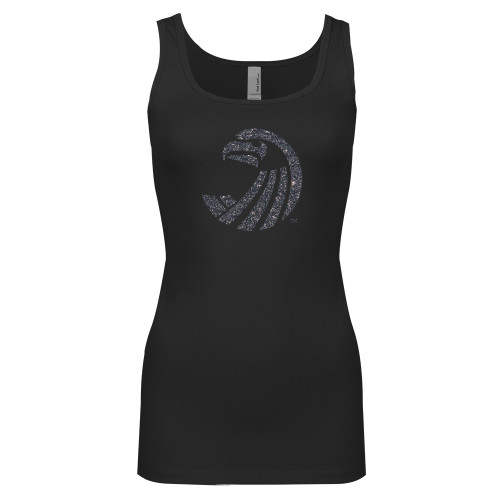  Next Level Ladies Junior Fit Black Jersey Tank - Athletics Icon Graphite Soft Glitter