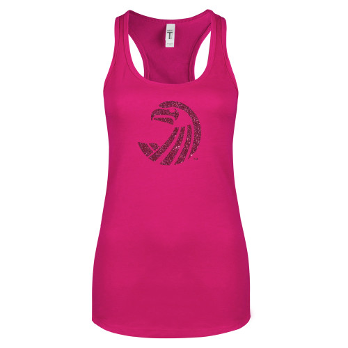  Next Level Ladies Raspberry Ideal Racerback Tank - Athletics Icon Hot Pink Glitter
