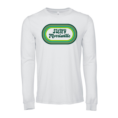 Bella + Canvas White Jersey Cotton Long Sleeve T Shirt - Vintage Ovals