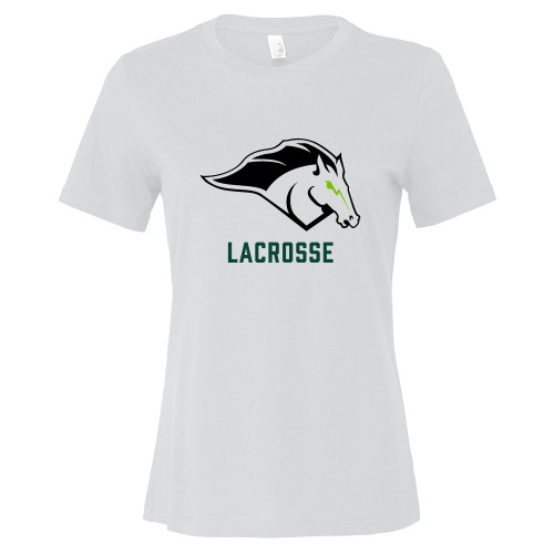  Bella + Canvas Womens White Relaxed Cotton T Shirt - Lacrosse