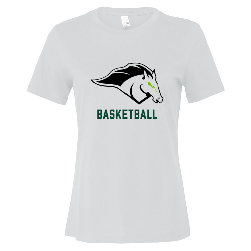  Bella + Canvas Womens White Relaxed Cotton T Shirt - Basketball