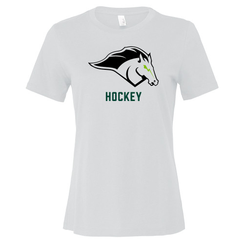 Bella + Canvas Womens White Relaxed Cotton T Shirt - Hockey