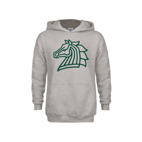  Youth Grey Fleece Hood - Mustang Mark