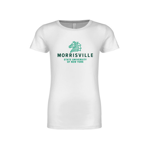  Next Level Girls White Fashion Fit T Shirt - Mustang and Formal Wordmark