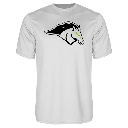  White Performance Tee - Mustang Mascot