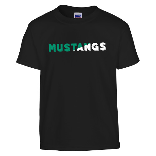  Youth Black T Shirt - Mustang Two Tone