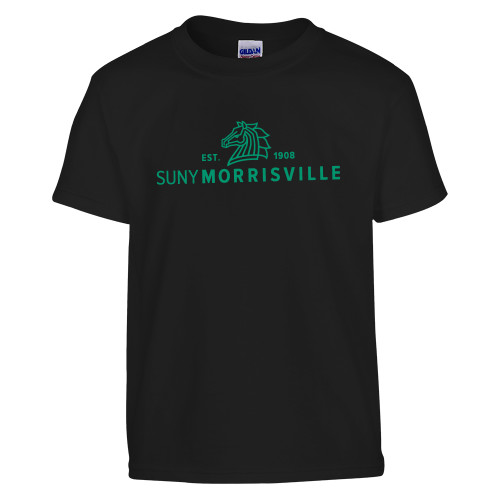  Youth Black T Shirt - Mustang and SUNY Wordmark