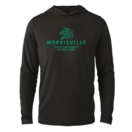  Black Long Sleeve Hooded Tee - Mustang and Formal Wordmark