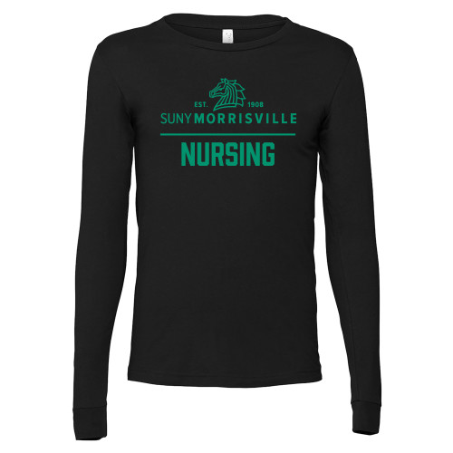  Bella + Canvas Black Jersey Cotton Long Sleeve T Shirt - Nursing
