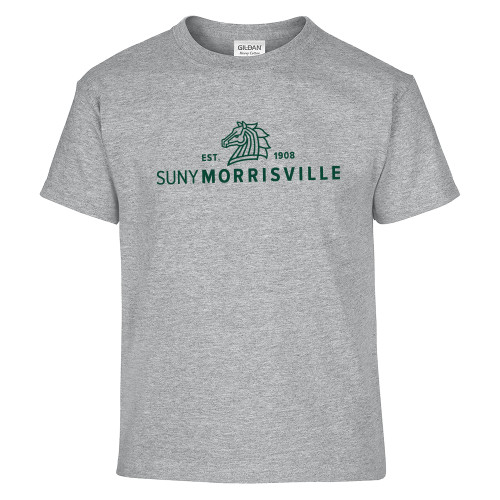  Youth Grey T Shirt - Mustang and SUNY Wordmark