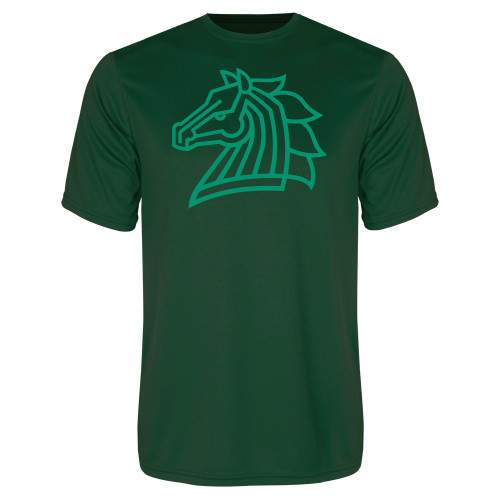  Dark Green Performance Tee - Mustang Mark
