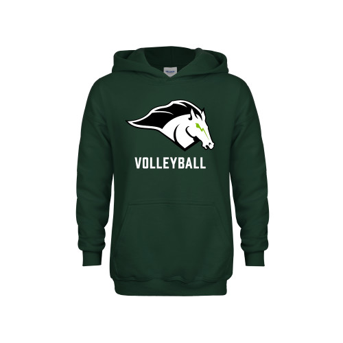  Youth Dark Green Fleece Hoodie - Volleyball