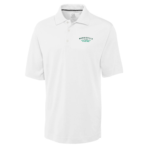  C&B White Advantage TriBlend Pique Polo - Arching Wordmark