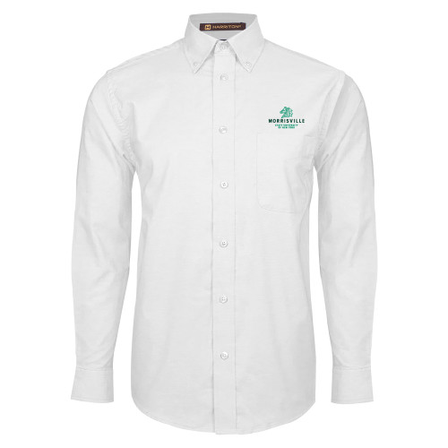  White Oxford Long Sleeve Shirt - Mustang and Formal Wordmark