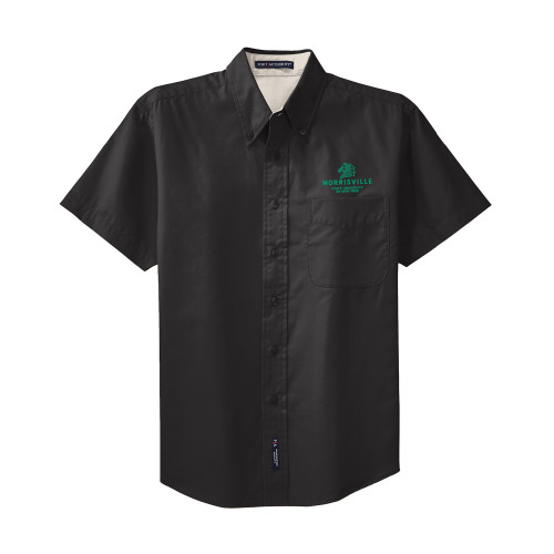  Black Twill Button Down Short Sleeve - Mustang and Formal Wordmark