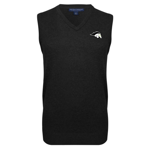 Black VNeck Sweater Vest - Mustang Mascot