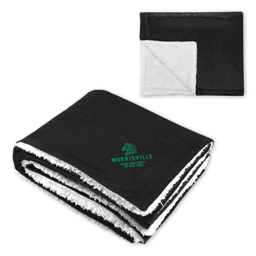  Super Soft Luxurious Black Sherpa Throw Blanket - Mustang and Formal Wordmark
