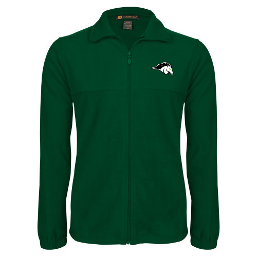  Dark Green Fleece Full Zip Jacket - Mustang Mascot