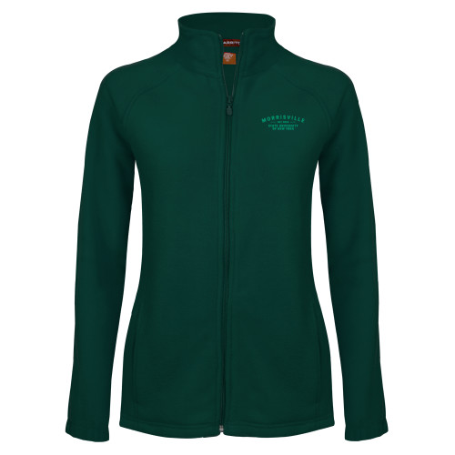  Womens Dark Green Fleece Full Zip Jacket - Arching Wordmark