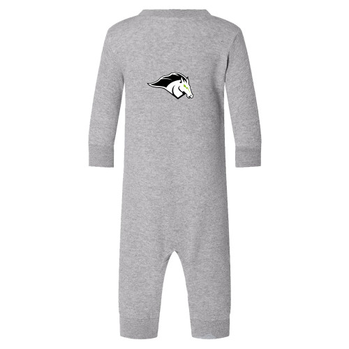  Heather Grey Fleece Onesie - Mustang Mascot