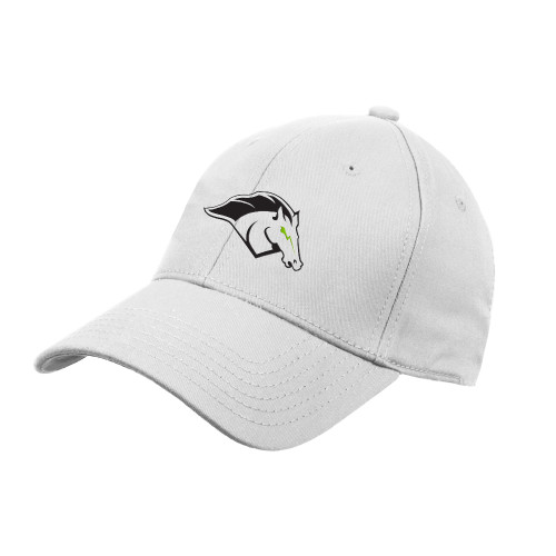  White Structured Adjustable Pro Style Hat - Mustang Mascot