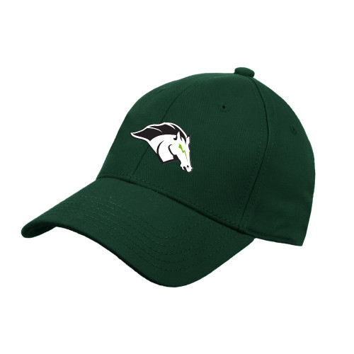  Dark Green Structured Adjustable Pro Style Hat - Mustang Mascot
