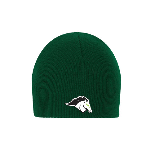  Dark Green Knit Beanie - Mustang Mascot