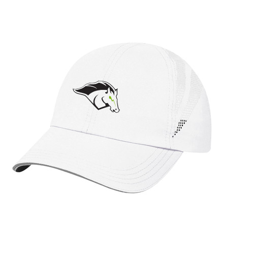  Womens White Performance Cap - Mustang Mascot