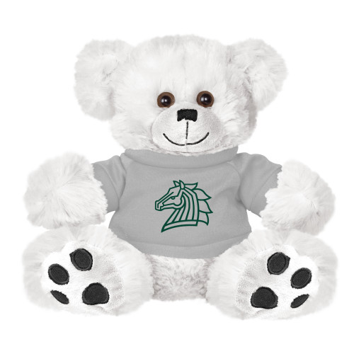  Plush Big Paw 8 1/2 inch White Bear w/Grey Shirt - Mustang Mark