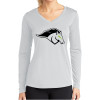 Thumbnail image for  Womens White Performance Long Sleeve V Neck Shirt