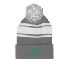Thumbnail image for  Grey/White Two Tone Knit Pom Beanie w/Cuff